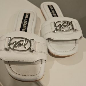 Karl Lagerfeld White Women's Slide Sandals..Used!